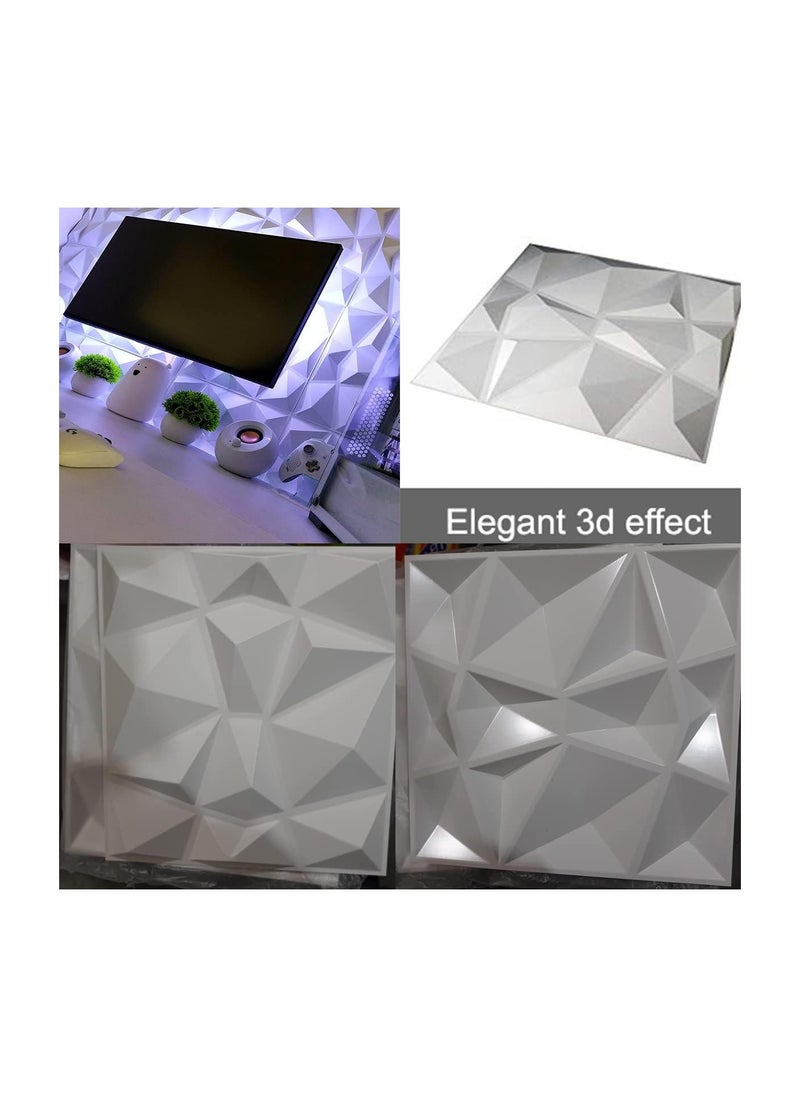 رات سو ١٢ قطعة لوحات جدارية ثلاثية الأبعاد بتصميم الماس من مواد PVC، تغطي جدرانك بألوان بيضاء بأبعاد ٥٠x٥٠ سم. يمكن استخدام هذه اللوحات كديكور جداري لتغطية الجدران وتحسين المظهر العام للمكان.  - Image 3