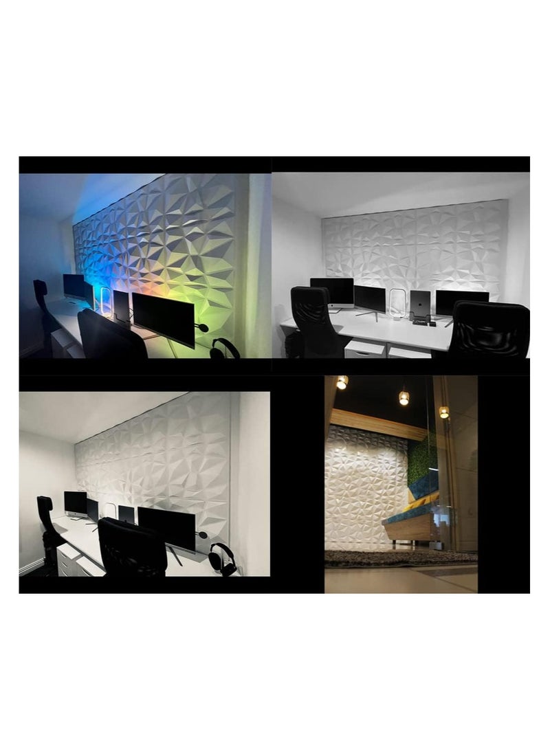 ١٢ قطعة لوحات جدارية ثلاثية الأبعاد بتصميم الماس من مواد PVC، تغطي جدرانك بألوان بيضاء بأبعاد ٥٠x٥٠ سم. يمكن استخدام هذه اللوحات كديكور جداري لتغطية الجدران وتحسين المظهر العام للمكان.