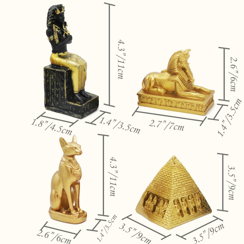 TAC IBEX Egyptian Figure Decoration Set of 4 Ancient Pyramid Pharaoh Sphinx Egypt DÃ©cor Statue Tourism Souvenirs Decor Khufu Building Ornament Sculpture - Image 3