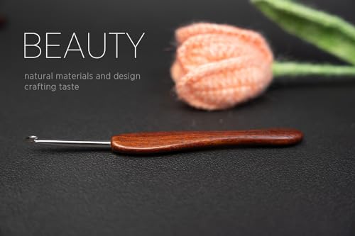 SEVENSUN Mimosa Crochet Hooks Set 5 Pack of 2mm 3mm 4mm 5mm 6mm Crochet Hook SEVENSUN Hand Polished Ergonomic Crochet Hooks Stainless Steel Crochet Hook Wood Handle Pointed Crochet Needle - Image 3