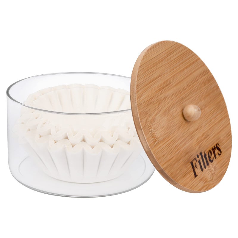 BKYFPQ BKYFPQ Coffee Filter Holder  Glass Storage Container with Lid  Stylish Coffee Filter Basket for Counter  Coffee Filter Case  Coffee Bar Accessories Coffee Station Organizer  - Image 1