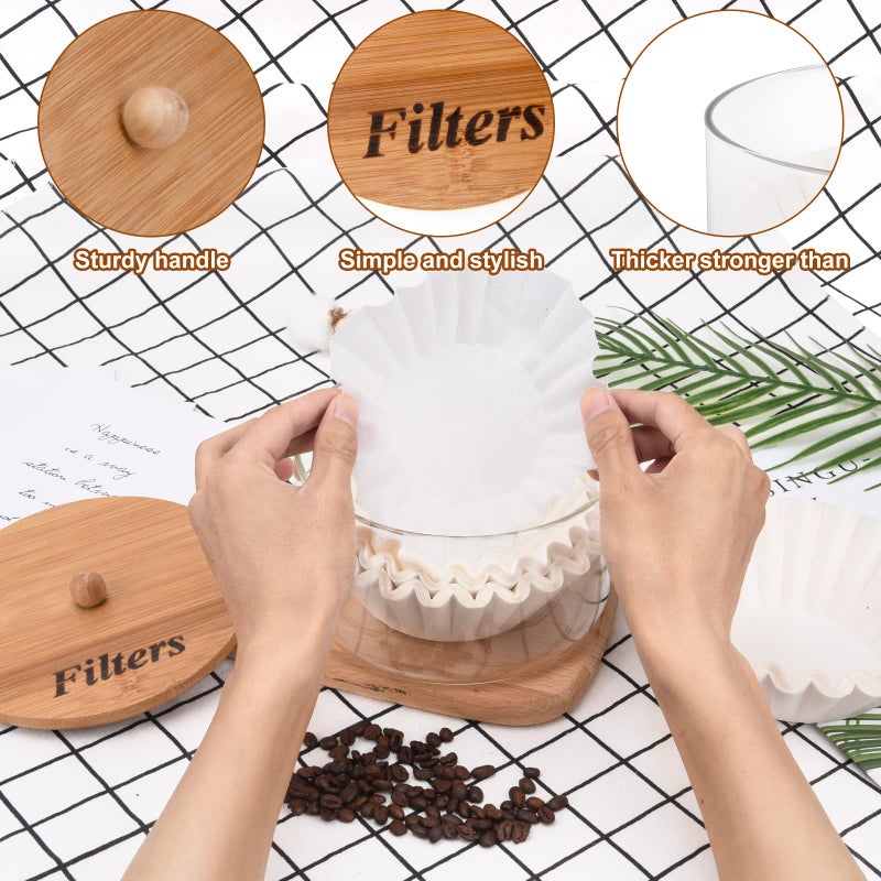 BKYFPQ BKYFPQ Coffee Filter Holder  Glass Storage Container with Lid  Stylish Coffee Filter Basket for Counter  Coffee Filter Case  Coffee Bar Accessories Coffee Station Organizer  - Image 4