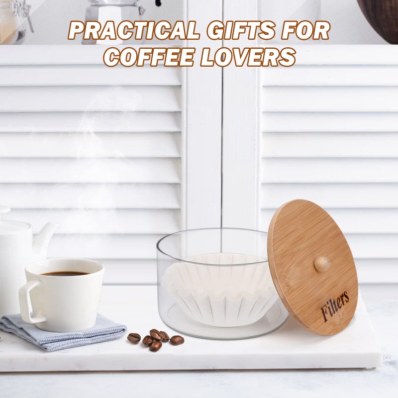 BKYFPQ BKYFPQ Coffee Filter Holder  Glass Storage Container with Lid  Stylish Coffee Filter Basket for Counter  Coffee Filter Case  Coffee Bar Accessories Coffee Station Organizer  - Image 2