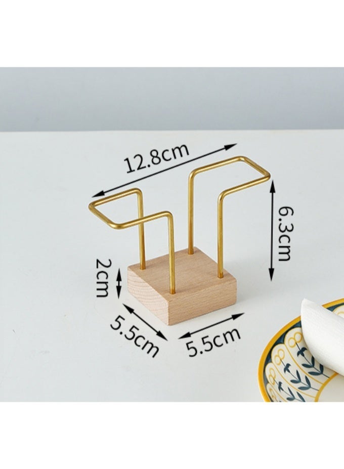 أوليس فيرس  مجموعة حامل المناديل الفاخرة من خشب الزان والمعدن المطلي بالذهب – تصميم مثلث ومربع لفنادق ومطاعم المستوى الراقي - Image 2