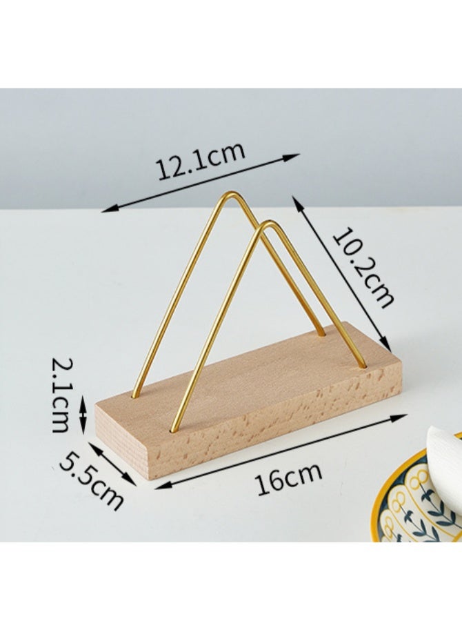 أوليس فيرس  مجموعة حامل المناديل الفاخرة من خشب الزان والمعدن المطلي بالذهب – تصميم مثلث ومربع لفنادق ومطاعم المستوى الراقي - Image 3