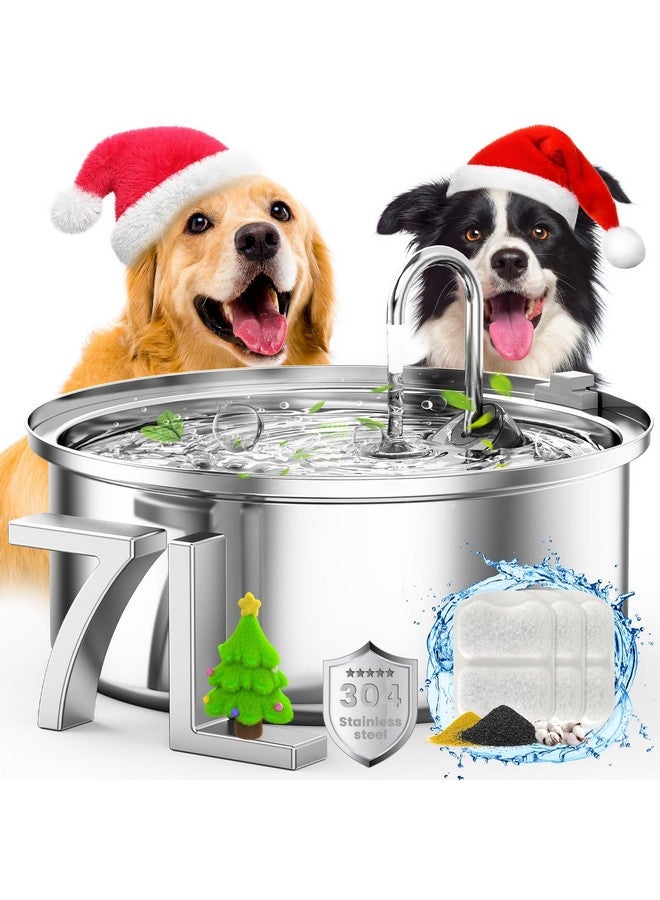 oneisall Dog Water Fountain for Large Dogs,7L/230oz/1.8G Stainless Steel Dog Fountain Bowl Super Quiet with Triple Filtration,Great for Large Dogs Cats and Multi-Pet Home - Image 1