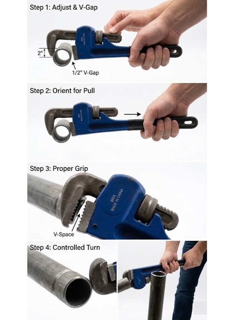 14 Inch Heavy Duty Adjustable Pipe Wrench with Comfortable Grip and Strong Teeth - Image 2