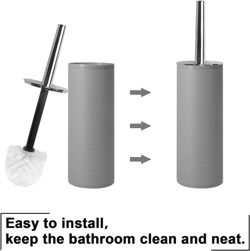 TRIVYOM 6PCS Bathroom Accessories Set Modern Design Bath Accessories Bath Set Plastic Toothbrush Holder Toothbrush Cup Soap Dispenser and Utensils Toilet Brush Holder Trash Can Grey - Image 3