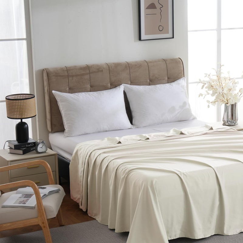 ZPECC Bulk Flat Sheets Only Twin Size 6 Pack  Easy Sort Top Bed Sheet by Color-Coded Hem Threads  Soft Durable Brushed Microfiber Fabric Hotel Airb&bs Essentials for Hosts  66 ""x96 ""  Beige - Image 3