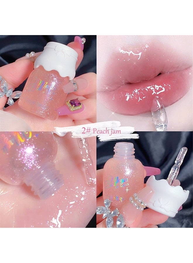 Mrettick 5 Colors Shimmer Lip Gloss Set Hydrating Lip Glow Oil Cute Hydrating Tinted Lip Transparent Balm Set  - Image 3