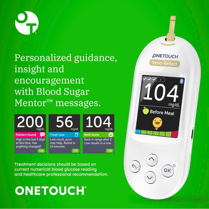OneTouch Blood Sugar Test Kit | Includes OneTouch Verio Reflect Blood Glucose Meter, 1 Lancing Device, 30 Lancets, & 30 Test Strips, | Diabetes Testing Kit for Blood Glucose Monitoring - Image 3