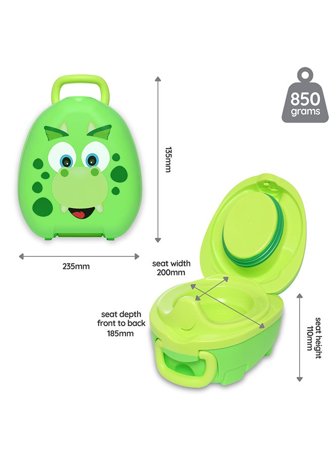 My Carry Potty Portable, Leak-Proof Kids Potty With Secure Lock And Comfy Seat – Fun Green Dinosaur Design  - Image 4