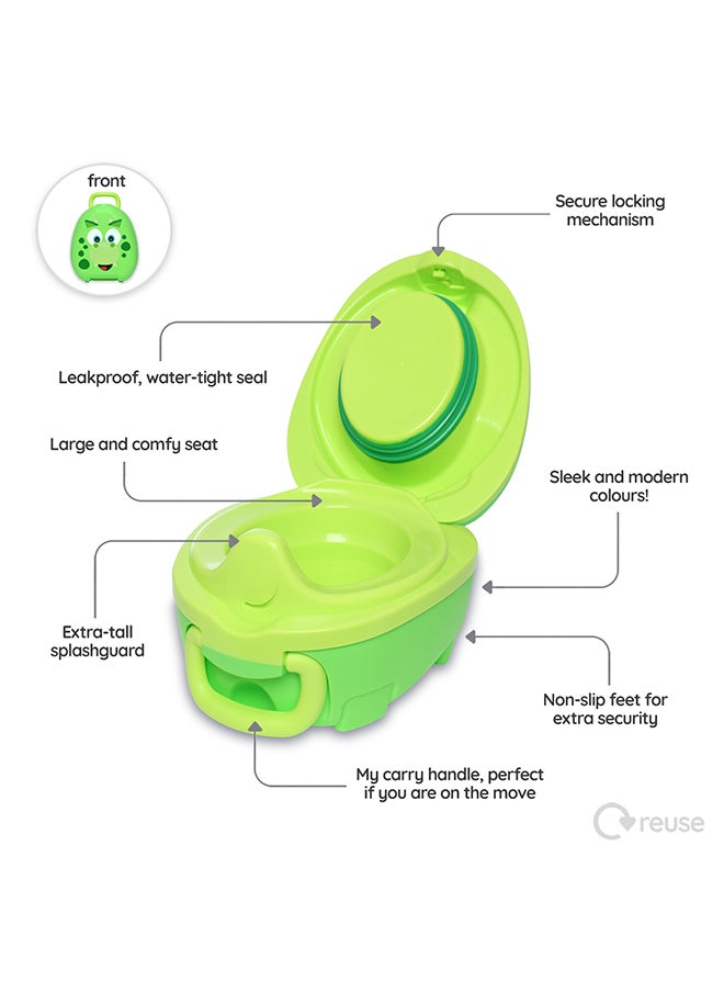 My Carry Potty Portable, Leak-Proof Kids Potty With Secure Lock And Comfy Seat – Fun Green Dinosaur Design  - Image 3