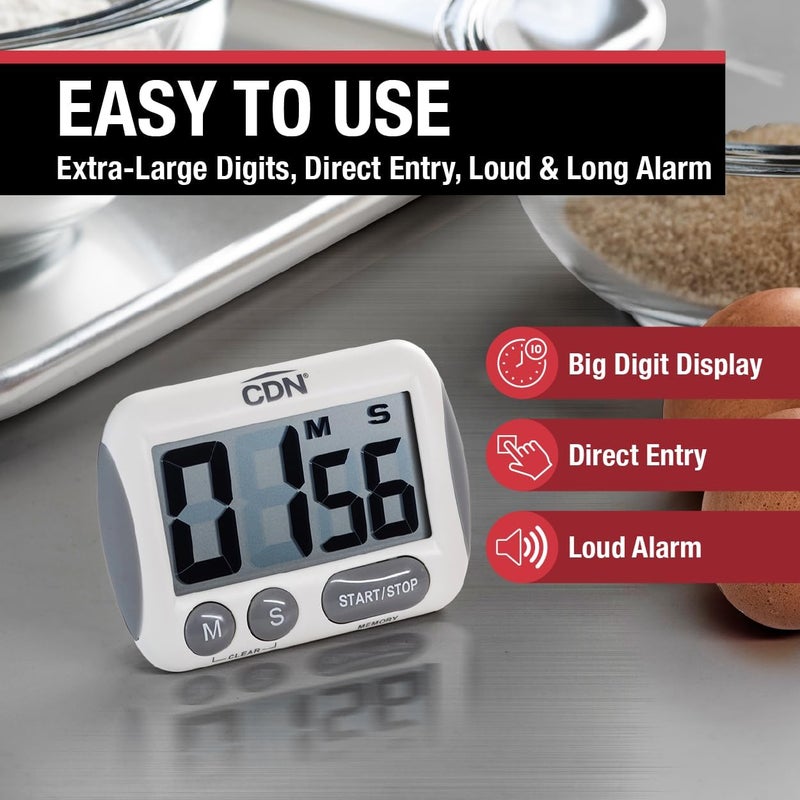 CDN TM15 Kitchen Timer, Extra Large Big Digits, Loud Alarm, Magnetic Backing, Stand- White - - Image 3