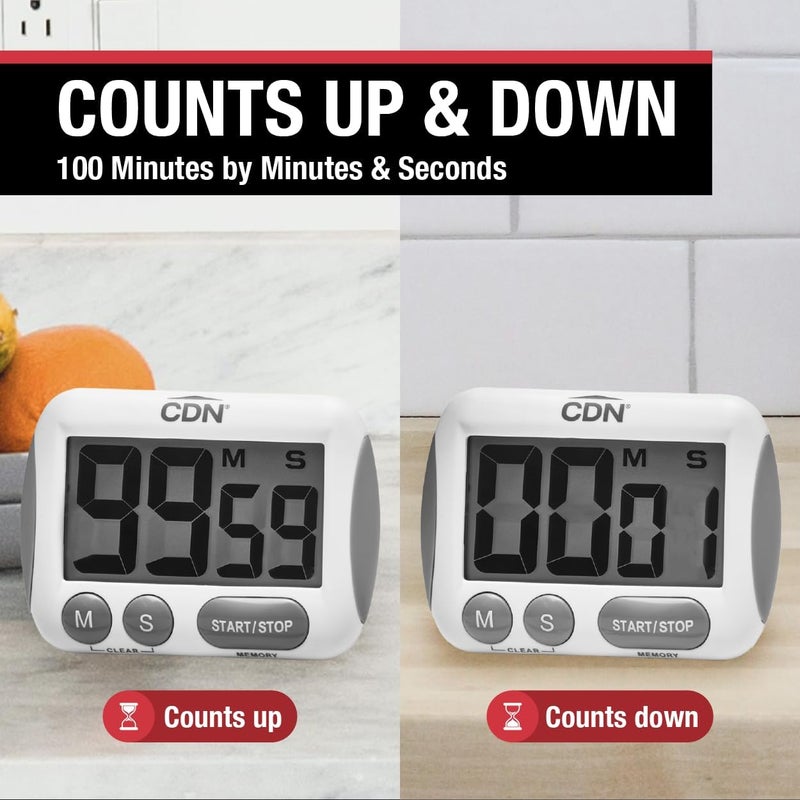 CDN TM15 Kitchen Timer, Extra Large Big Digits, Loud Alarm, Magnetic Backing, Stand- White - - Image 2