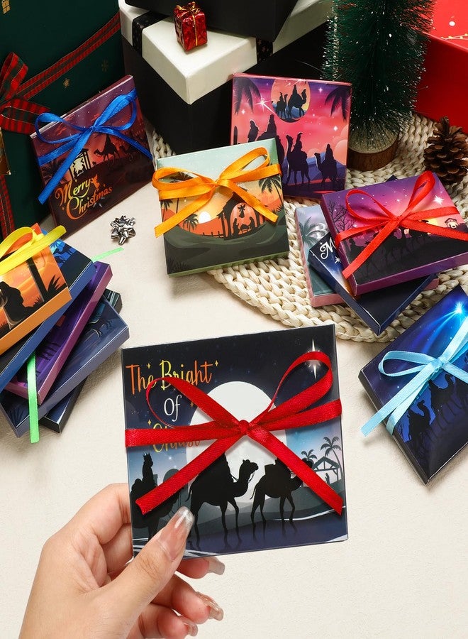 Qpout 36 PCS Religious Christmas Gift Card Holder Boxes with Ribbon,Paper Decorative Wrapped Envelope Gift Card Boxes for Christmas Nativity Bright Night Holiday Gift Decor - Image 4