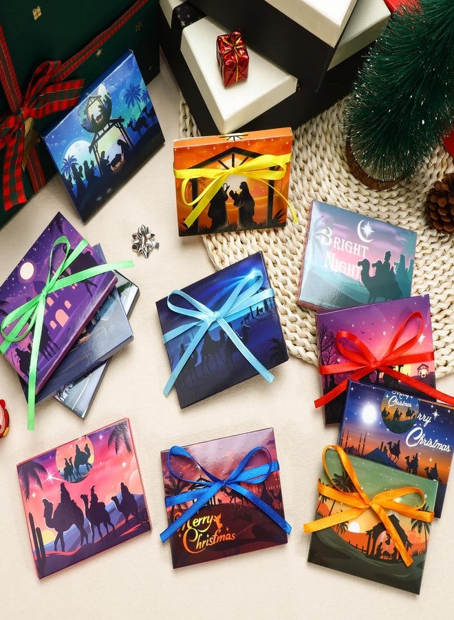 Qpout 36 PCS Religious Christmas Gift Card Holder Boxes with Ribbon,Paper Decorative Wrapped Envelope Gift Card Boxes for Christmas Nativity Bright Night Holiday Gift Decor - Image 2