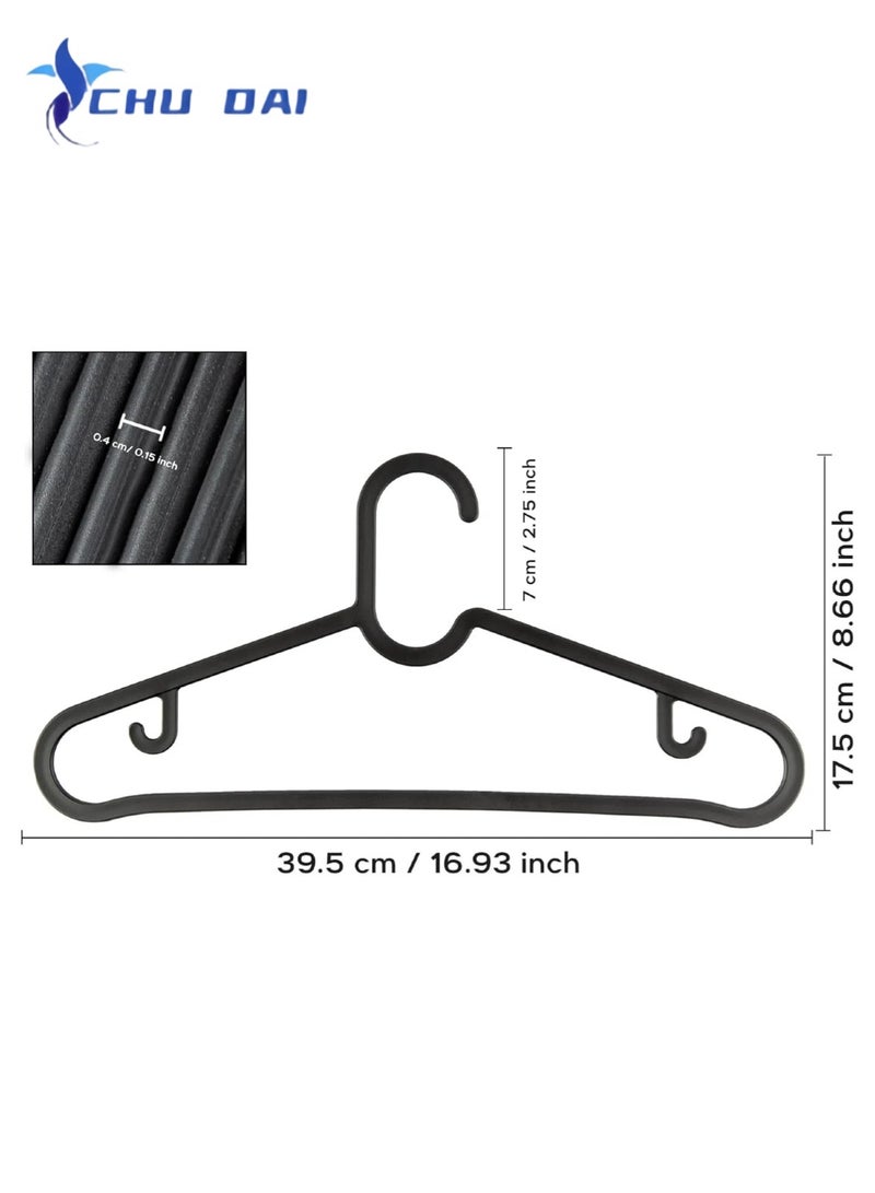 CHU DAI 20 Pack Black Thin Plastic Hangers, Lightweight Yet Sturdy, Space-Saving Clothes Hangers for T-Shirts and Shirts, Slim Hangers, Break-Resistant Design - Image 3