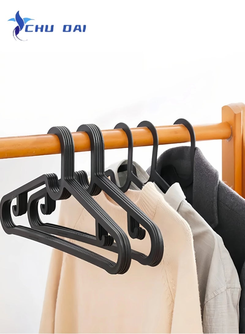 CHU DAI 20 Pack Black Thin Plastic Hangers, Lightweight Yet Sturdy, Space-Saving Clothes Hangers for T-Shirts and Shirts, Slim Hangers, Break-Resistant Design - Image 2