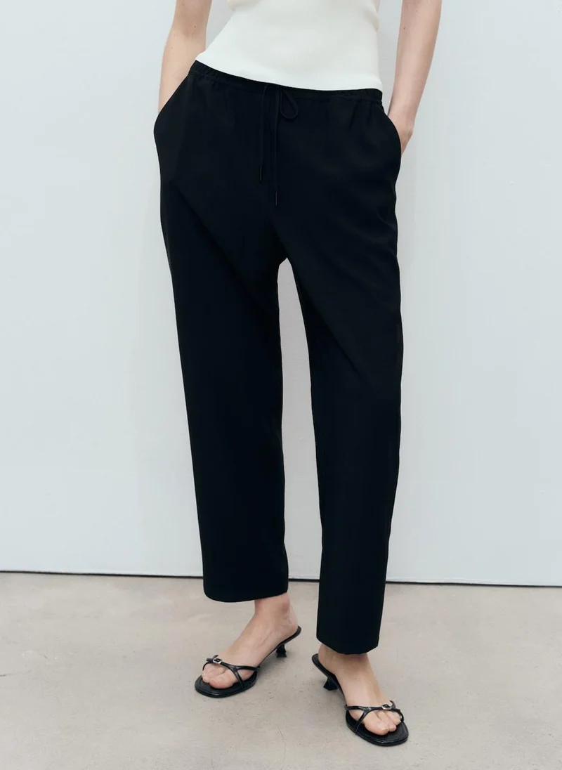 MANGO Drawstring flowy trousers
