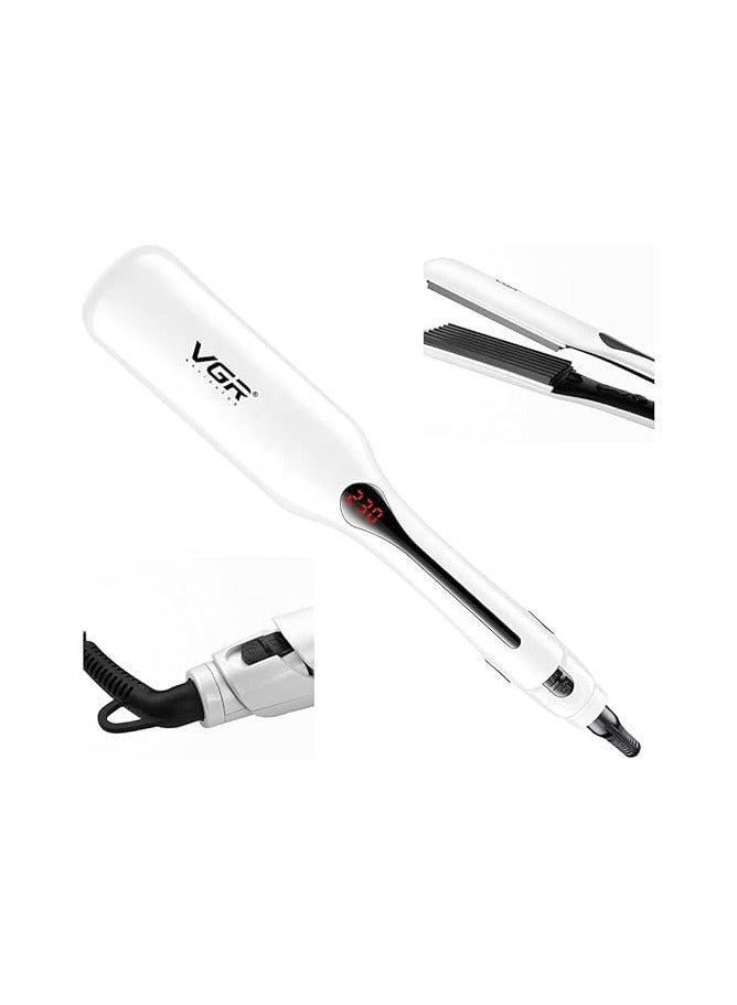 VGR V-557 Professional 7 Teeth Plate Quick Heat Hair Crimper With Ceramic Coated Plate & Uniform Heat Technology 100°C To 230°C Adjustable Temp With Led Display 360° Swivel Cord white - Image 4