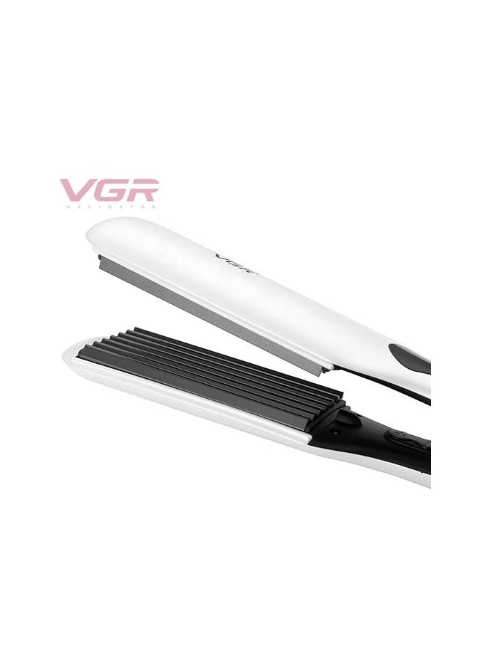 VGR V-557 Professional 7 Teeth Plate Quick Heat Hair Crimper With Ceramic Coated Plate & Uniform Heat Technology 100°C To 230°C Adjustable Temp With Led Display 360° Swivel Cord white - Image 3