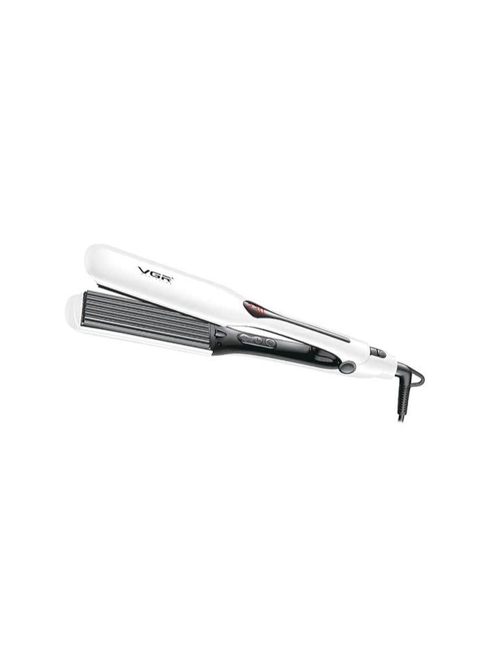 VGR V-557 Professional 7 Teeth Plate Quick Heat Hair Crimper With Ceramic Coated Plate & Uniform Heat Technology 100°C To 230°C Adjustable Temp With Led Display 360° Swivel Cord white - Image 1