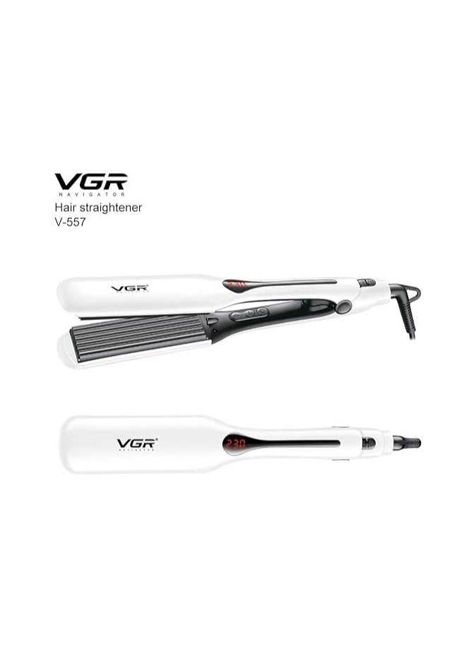 VGR V-557 Professional 7 Teeth Plate Quick Heat Hair Crimper With Ceramic Coated Plate & Uniform Heat Technology 100°C To 230°C Adjustable Temp With Led Display 360° Swivel Cord white - Image 5