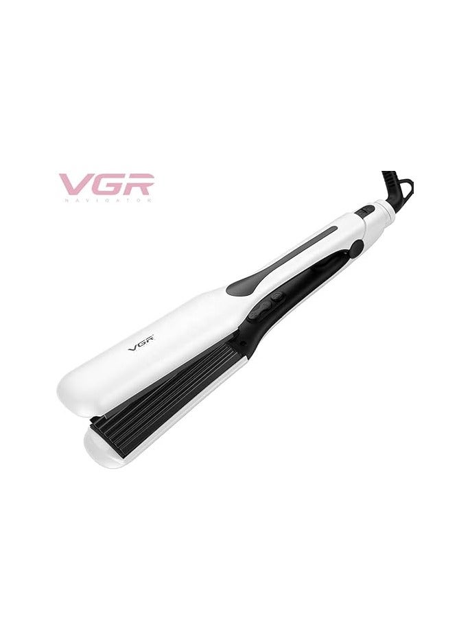 VGR V-557 Professional 7 Teeth Plate Quick Heat Hair Crimper With Ceramic Coated Plate & Uniform Heat Technology 100°C To 230°C Adjustable Temp With Led Display 360° Swivel Cord white - Image 2