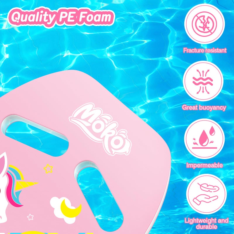MoKo Swim Kickboard, Cartoon Swimming Training Kick Board Pool Exercise Equipment Promote Natural Swimming Position Water Fun Tool for Kids, Pink Unicorn - Image 3