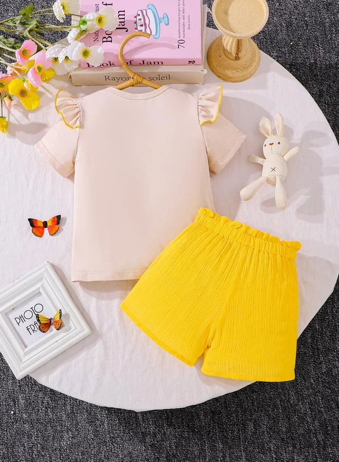 Take Two Girls Butterfly Print Short Sleeve Top and Shorts Set