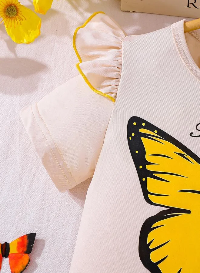 Take Two  Girls Butterfly Print Short Sleeve Top And Shorts Set for Women | Best Price UAE