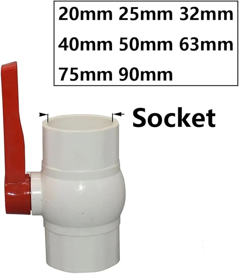 40mm Socket Type PVC Ball Valve For 20 90mm Thread Garden Irrigation Fittings Switch - Image 3