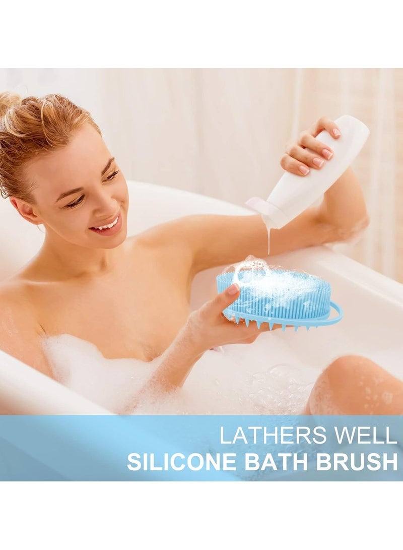 إسكدنيا 2 قطعة من فرشة الحمام ومسح الشعر المدمجة، مسواك الجسم الصمغية السيليكونية، فرشة مسح الجسم السهلة للتنظيف (الزرقاء) - Image 2