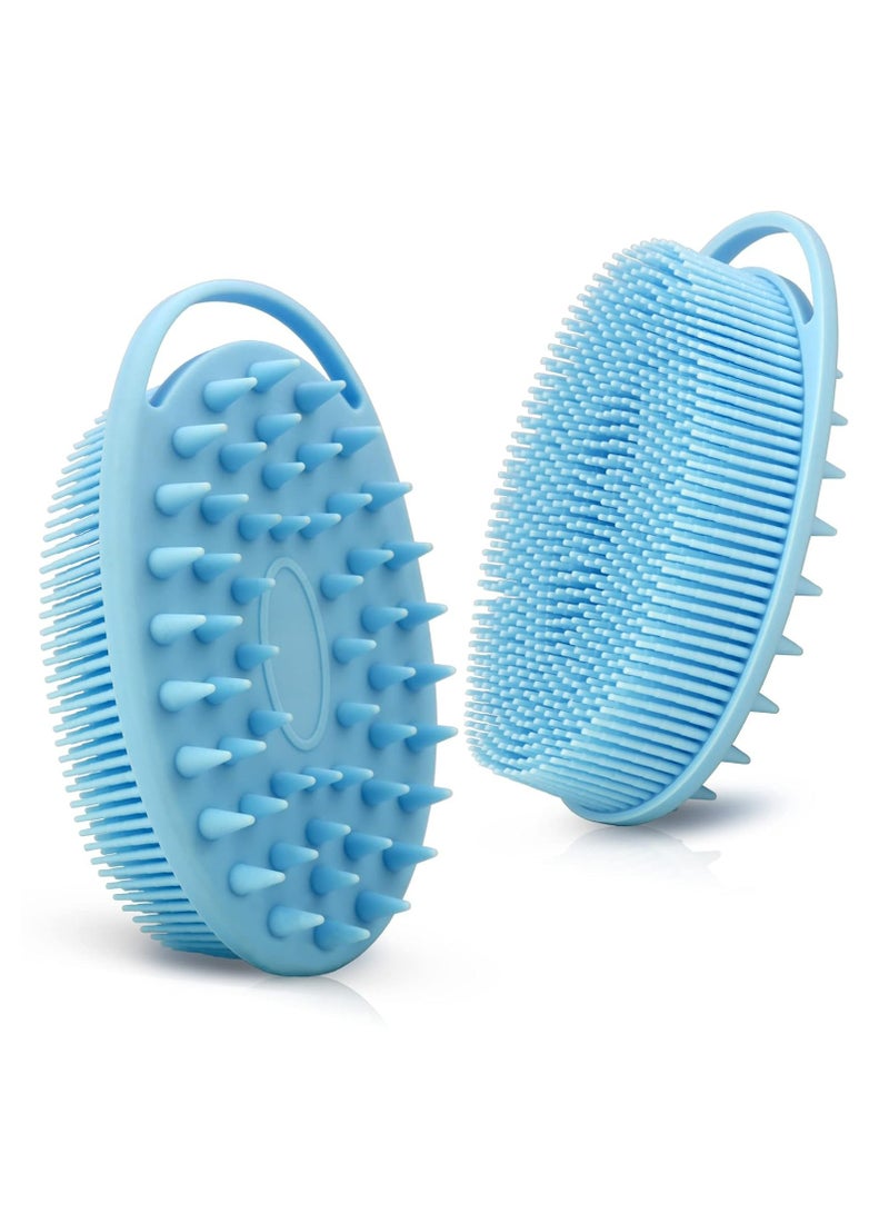 إسكدنيا 2 قطعة من فرشة الحمام ومسح الشعر المدمجة، مسواك الجسم الصمغية السيليكونية، فرشة مسح الجسم السهلة للتنظيف (الزرقاء) - Image 1