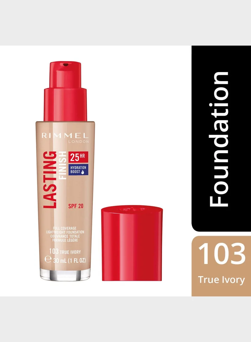 RIMMEL LONDON Rimmel Lasting Finish 25 Hour Foundation – 103 – True Ivory, 30ml