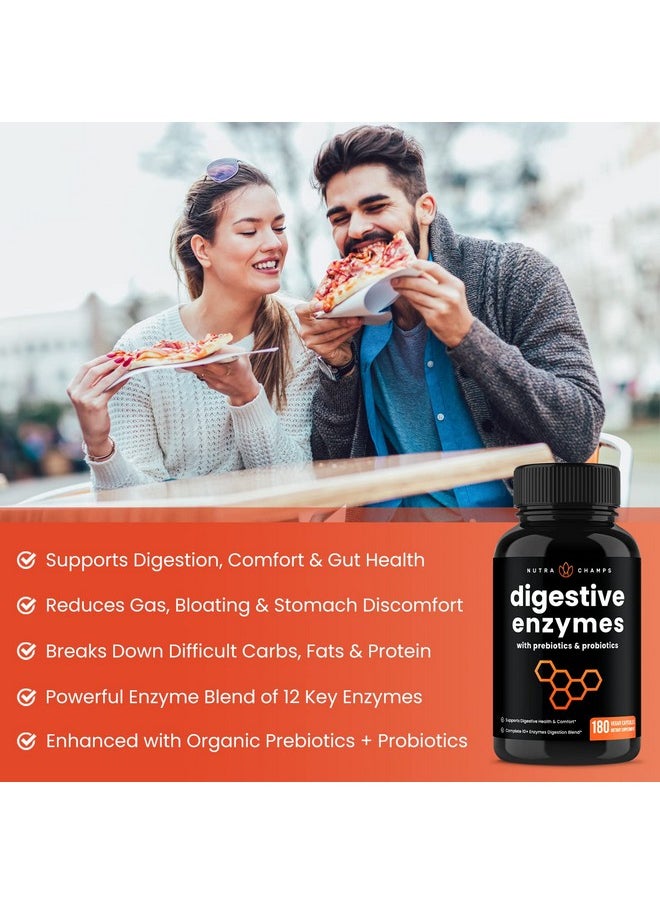 NutraChamps Digestive Enzymes With Probiotics And Prebiotics ; 180 Servings Vegan Digestion Supplement With Bromelain ; Bloating Relief For Women & Men ; Relieve Constipation Gas Ibs Lactose Intolerance Pills  - Image 4