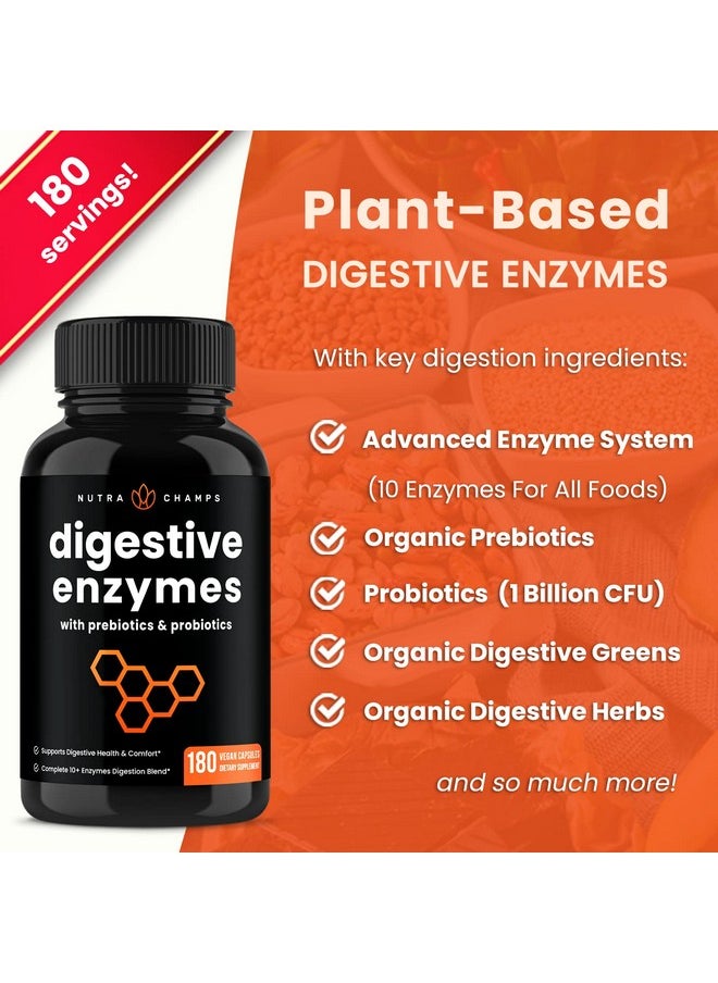 NutraChamps Digestive Enzymes With Probiotics And Prebiotics ; 180 Servings Vegan Digestion Supplement With Bromelain ; Bloating Relief For Women & Men ; Relieve Constipation Gas Ibs Lactose Intolerance Pills  - Image 5