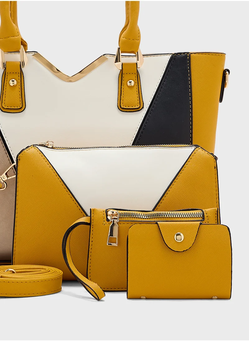 ايلا 4 In 1 Handbag Set With Tote, Crossbody, Pouch And Cardholder