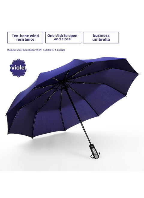 Extra Large Sturdy Sunblock Automatic Umbrella Enlarged 10 Bone Fully Automatic-Purple