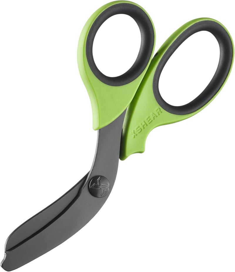 Xshear 7.5” Extreme Duty Trauma Shears. Tough and Durable Medical Scissors for the Paramedic, EMT, Nurse or any Emergency Healthcare Provider - Green/Gray - Image 1