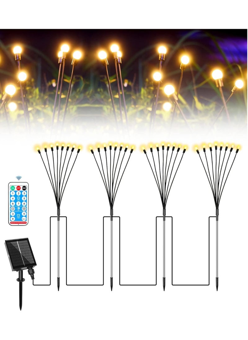 Arabest Firefly Solar Garden Lights 8 LED, Solar Light Outdoor with Remote, Waterproof Solar Powered Swaying Starburst Lights for Yard Lawn Pathway Decoration, Warm White (4 Packs)  - Image 1