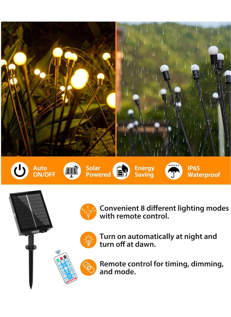Arabest Firefly Solar Garden Lights 8 LED, Solar Light Outdoor with Remote, Waterproof Solar Powered Swaying Starburst Lights for Yard Lawn Pathway Decoration, Warm White (4 Packs)  - Image 3
