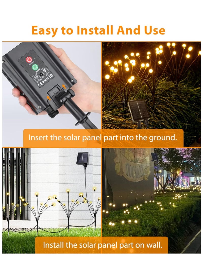 Arabest Firefly Solar Garden Lights 8 LED, Solar Light Outdoor with Remote, Waterproof Solar Powered Swaying Starburst Lights for Yard Lawn Pathway Decoration, Warm White (4 Packs)  - Image 4