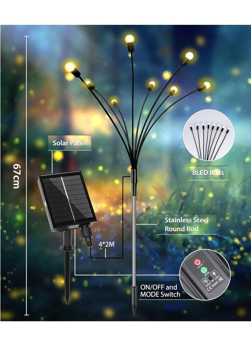 Arabest Firefly Solar Garden Lights 8 LED, Solar Light Outdoor with Remote, Waterproof Solar Powered Swaying Starburst Lights for Yard Lawn Pathway Decoration, Warm White (4 Packs)  - Image 5