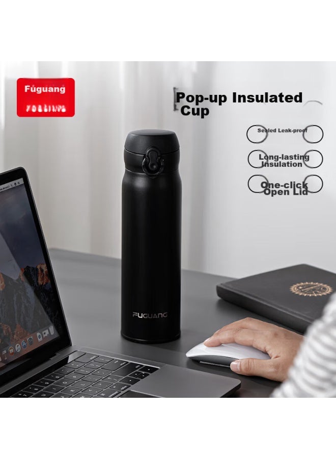 Tomimitsu Fuguang Insulated Bottle With Pop-up Lid, 316l Stainless Steel, Large Capacity, Cold Water Bottle For Students, Car-friendly, Children's 600ml - Image 5
