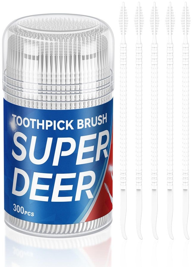 Fawnmum Super Deer 300Count Brushpicks Interdental Toothpicks,Soft Bristle Dental Floss Picks Toothpicks,Helps Removes Plaque and Debris Between Your Teeth (1) - Image 1