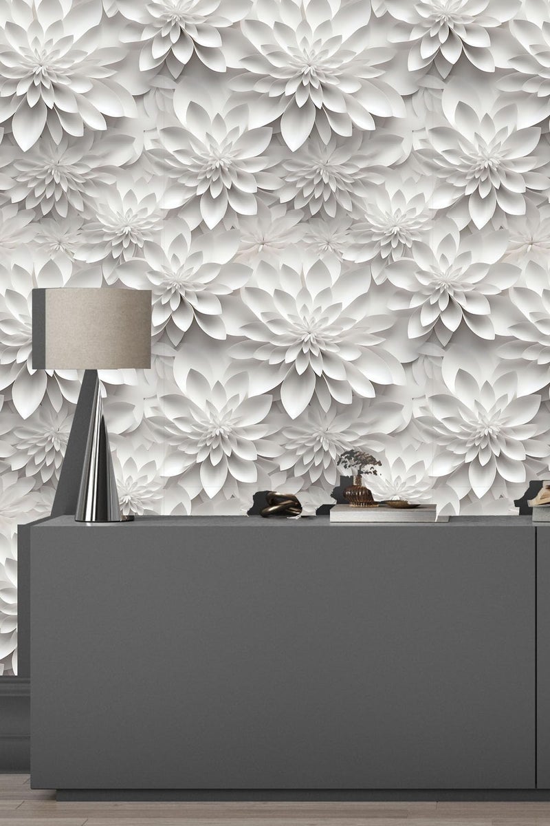 weiseni 3D Wallpaper Stick and Peel Floral Contact Paper Imitation 3D Flat Lotus Flower Wallpaper Removable Renter Friendly for Bedroom Living Room Backsplash 17.7in x 9.8ft - Image 4