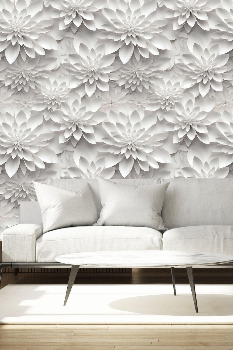weiseni 3D Wallpaper Stick and Peel Floral Contact Paper Imitation 3D Flat Lotus Flower Wallpaper Removable Renter Friendly for Bedroom Living Room Backsplash 17.7in x 9.8ft - Image 5