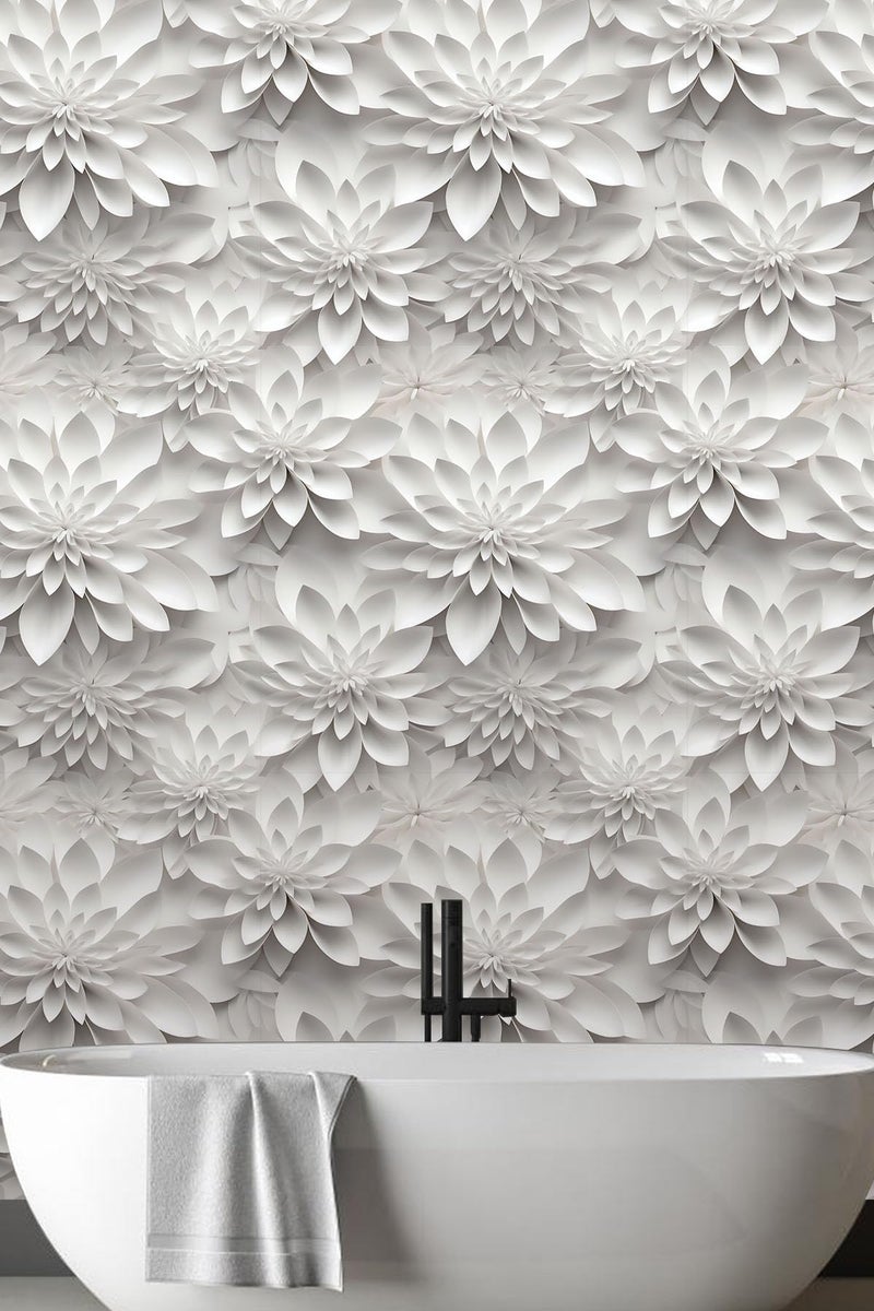 weiseni 3D Wallpaper Stick and Peel Floral Contact Paper Imitation 3D Flat Lotus Flower Wallpaper Removable Renter Friendly for Bedroom Living Room Backsplash 17.7in x 9.8ft - Image 2